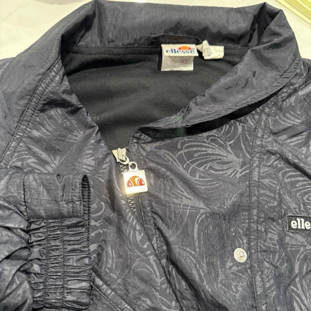 Vtg‎ 80s 90s Ellesse Black Parachute/Windbreaker Jacket  Hip Hop Womens 2